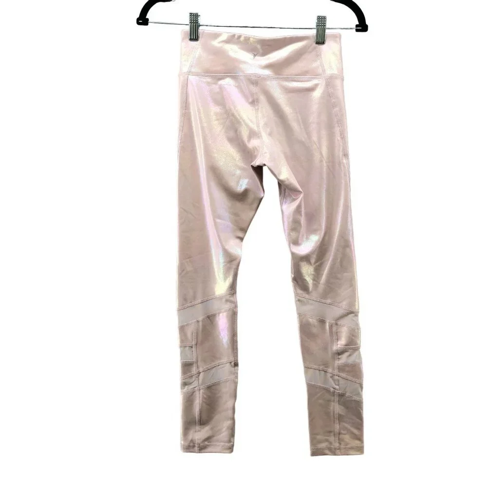 Old Navy Active Girls Size L (10-12)‎ BUNDLE Metallic Pink Leggings T Shirt 2 Pc